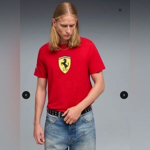 Puma Ferrari Red Tee with Iconic Emblem size M
